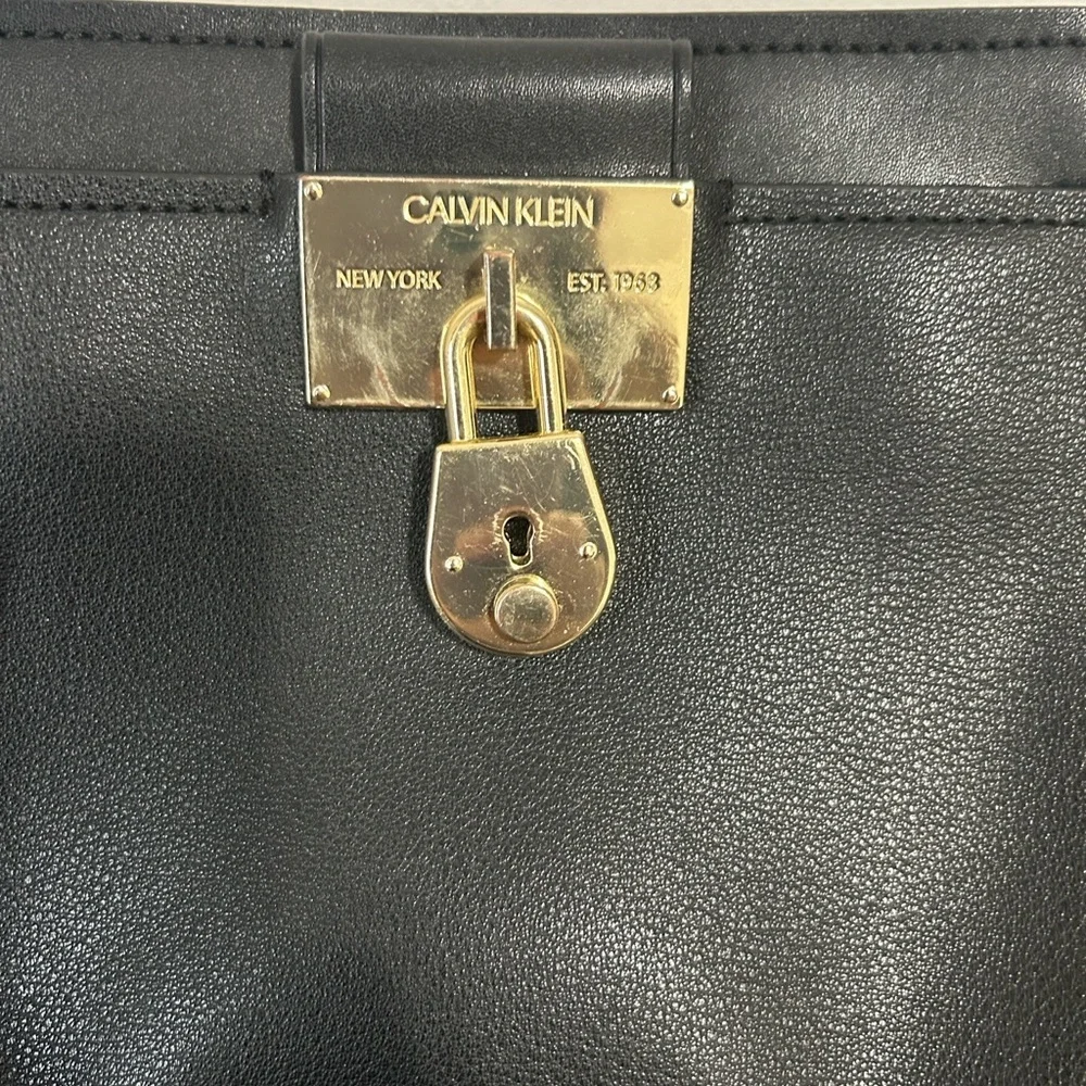 Calvin Klein Black Crossbody Purse with Gold Chain & Lock